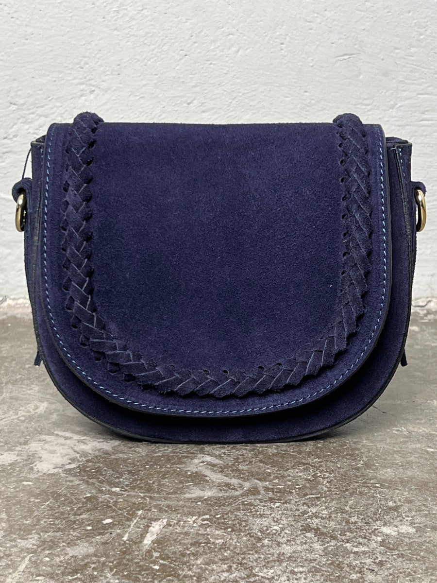 Navy suede shoulder bag sale